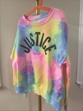 Justice Pastel Tie-Dye Sweatshirt with Black Logo